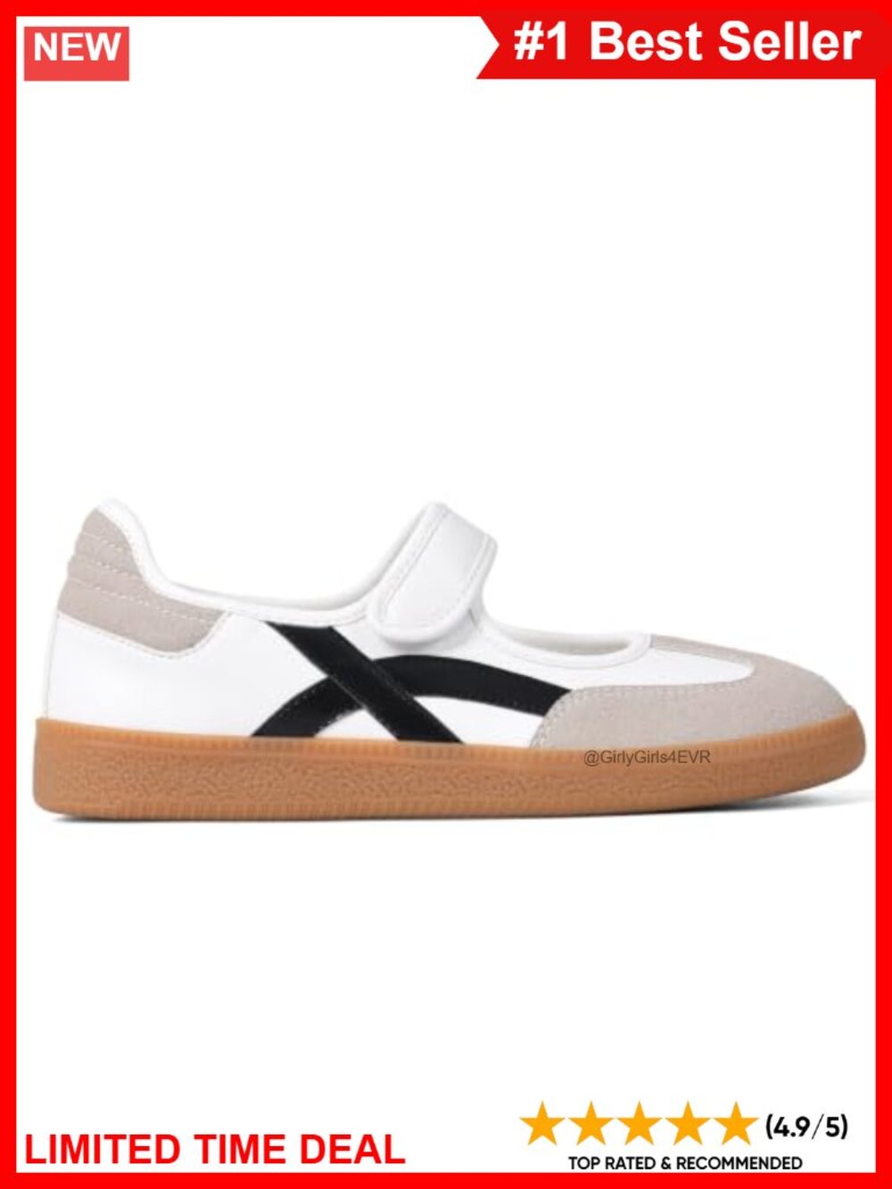 Mary Jane Sneakers Faux Leather Faux Suede Walking Shoes
